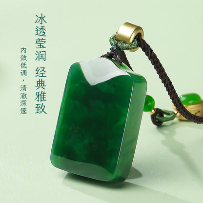 Plump Spinach Green Hetian Jasper Plain Pendant, Festival Gift