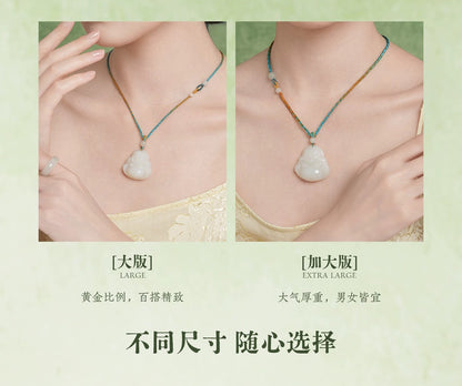 Hetian Jade Laughing Buddha Pendant, White Jade Buddha Charm, Couple Necklace for Men & Women
