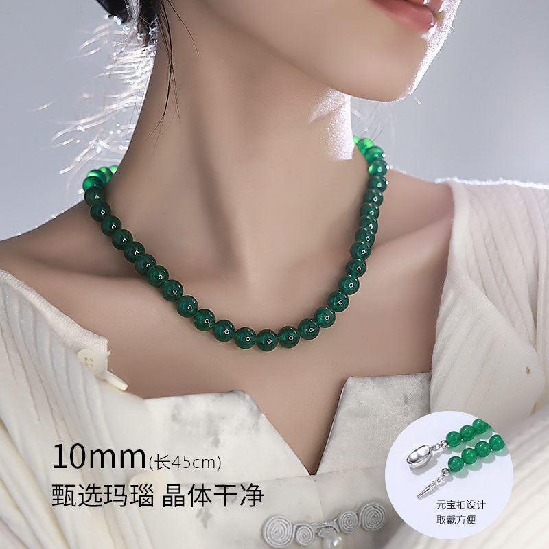 New Arrival New Chinese Style Green Agate & Chalcedony Beaded Necklace, Fashion Women Neck Jewelry