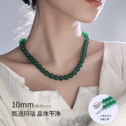 New Arrival New Chinese Style Green Agate & Chalcedony Beaded Necklace, Fashion Women Neck Jewelry