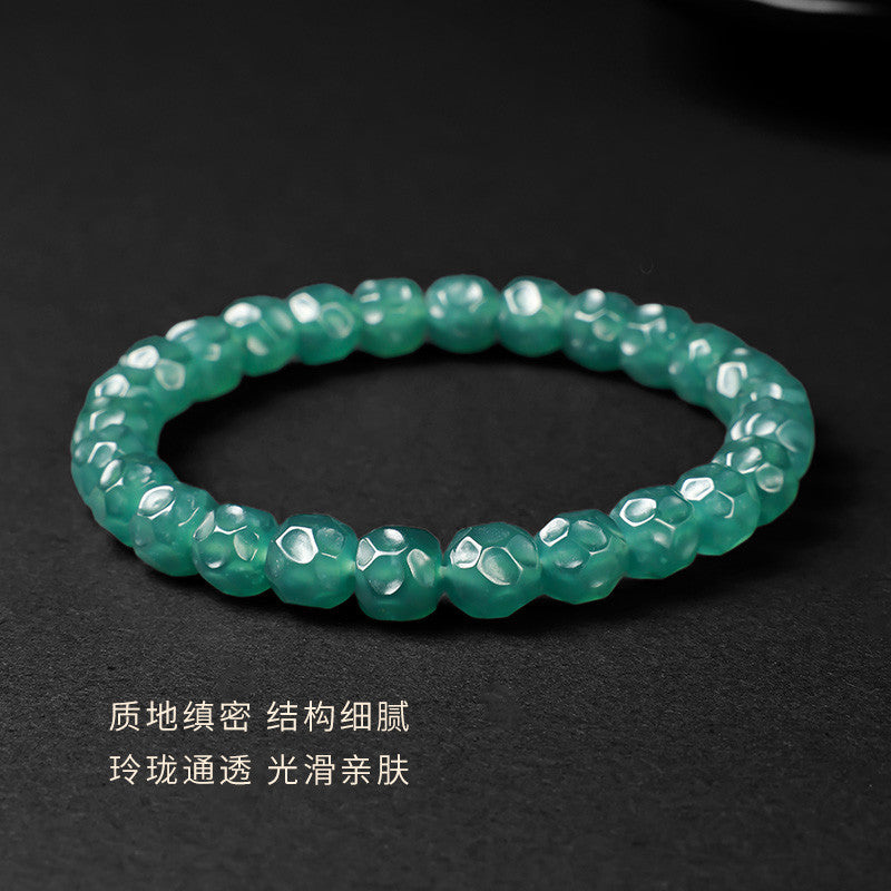 Translucent Blue Water Jadeite Plain Bead Bracelet, Unisex Single-loop Jade Bangle