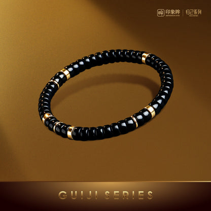 High-quality Straight-cut Round Hetian Jade Single-row Bracelet, Unisex Luxury Jade Bracelet
