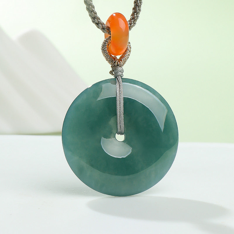 Women's Blue Water Jadeite Peace Buckle Pendant