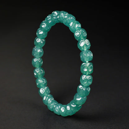 Translucent Blue Water Jadeite Plain Bead Bracelet, Unisex Single-loop Jade Bangle