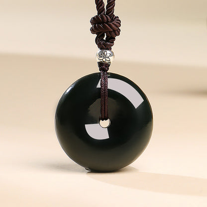 Oily Hetian Dark Green Jade Safety Buckle Pendant, Unisex Peace Jade Charm