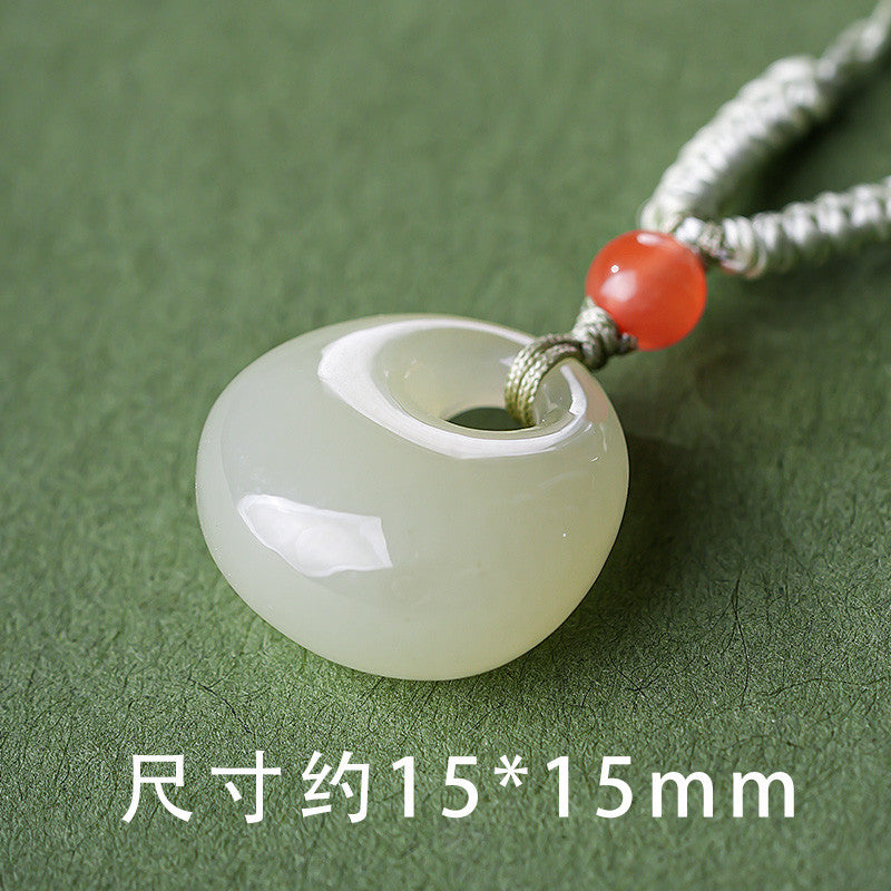 Unisex Light Cyan Hetian Jade Safety Lock Pendant