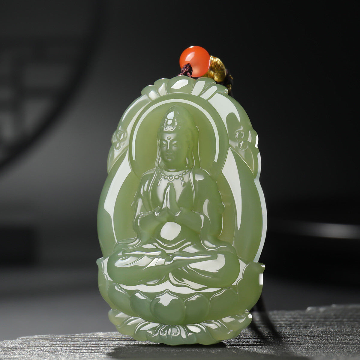 Double-sided Carved Hetian Jade Guanyin Pendant, Men's Jade Guanyin Ornament