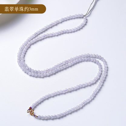 DIY Violet Jadeite Necklace, Hand Braided Cord Sweater Chain Pendant Rope