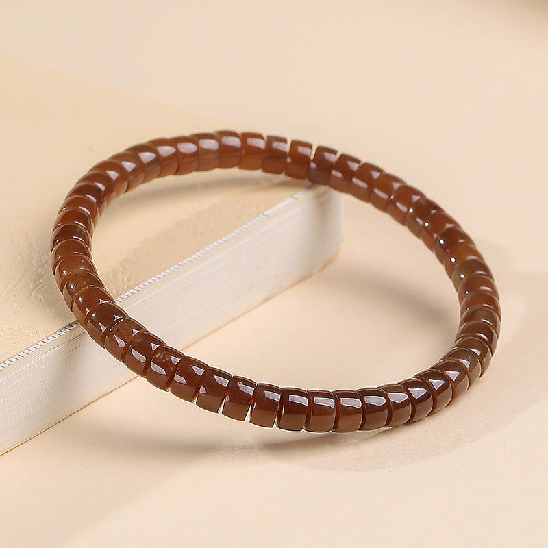 Pale Cyan Hetian Jade Bracelet, Straight-cut Tablet Bead Bangle for Women, Festival Gift