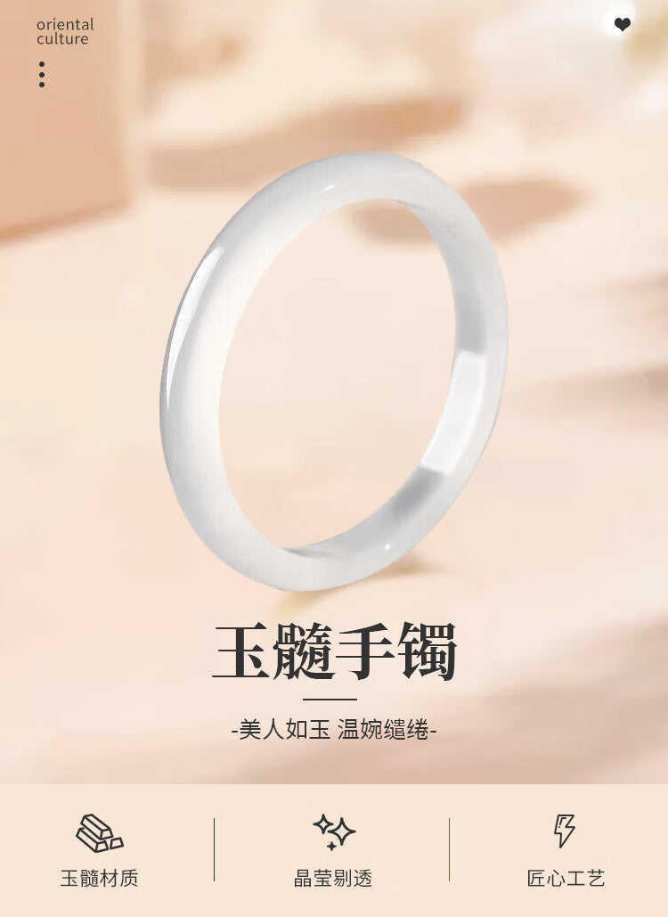 Women's Chalcedony Bangle, Elegant Jade Bracelet, Valentine's Day Gift for Girlfriend & Wife