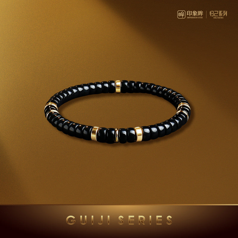 High-quality Straight-cut Round Hetian Jade Single-row Bracelet, Unisex Luxury Jade Bracelet