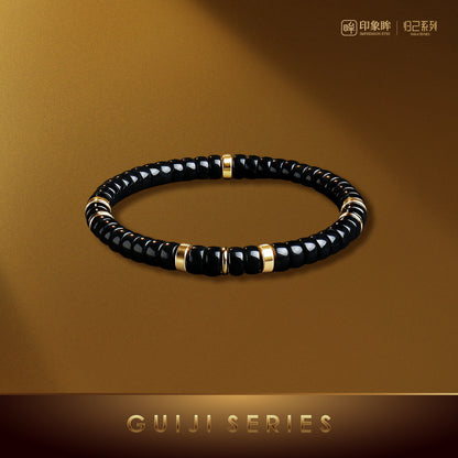 High-quality Straight-cut Round Hetian Jade Single-row Bracelet, Unisex Luxury Jade Bracelet