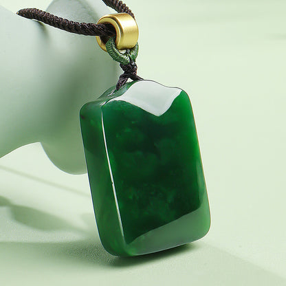 Plump Spinach Green Hetian Jasper Plain Pendant, Festival Gift