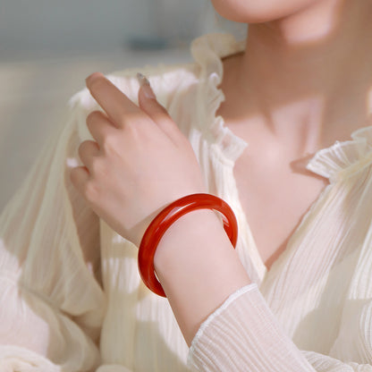 Red Agate Wide Safety Bangle, Multiple Sizes Optional Natural Agate Bracelet