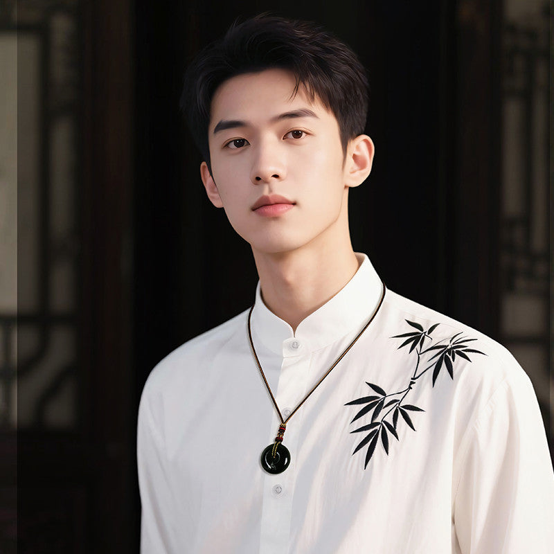 Hetian Jade Pendant, Craft Heritage Series, Intangible Cultural Heritage Gold-Silver Inlay, Enlightenment Jade Pendant, with Certificate