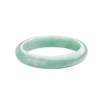 Fortune & Prosperity Series Waxy Ice Jade Jingle Bangle, Plain Design Skin-Brightening Bracelet, Elegant Accessory for Hanfu & Cheongsam, Gift Box Packed, With Certificate & Collectible Value