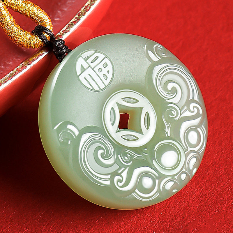 Peace & Joy | Pale Cyan Hetian Jade Pixiu Safety Buckle Pendant for Women