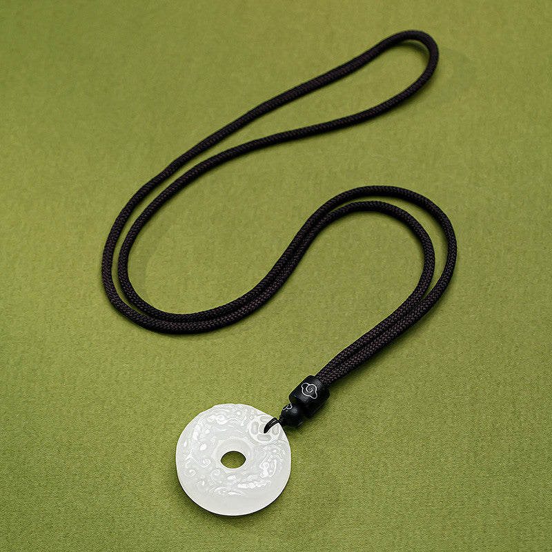 Tianshan Green Jade Pixiu Peace Buckle Pendant, New Chinese Style Minimalist Jade Charm, Festival Gift