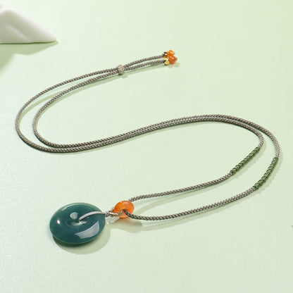 Women's Blue Water Jadeite Peace Buckle Pendant