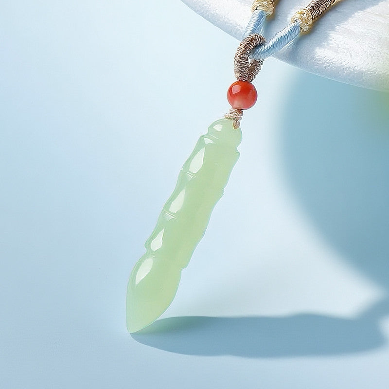 Hetian Jade Wenchang Pen Pendant, Symbolize Promotion & Academic Success, Unisex Jade Charm, Ideal Coming-of-Age Gift, With Certificate & Collectible Value