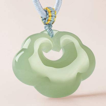 Hetian Jade Ruyi Lock Pendant, Unisex Jade Charm with Appraisal Certificate