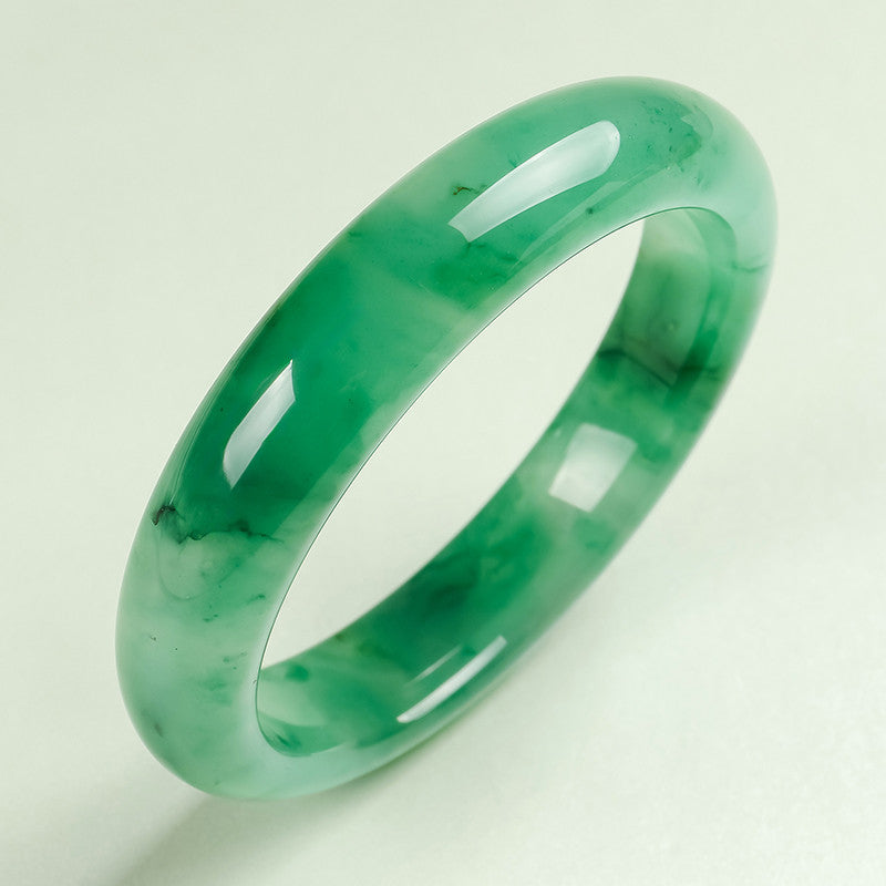 Women's African Jade Peace Bangle with Floating Patterns, Gift for Mom & Girlfriend