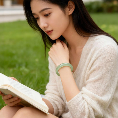 High Ice Pale Cyan Clear Water Jade Bangle, Xiuyu Bracelet, Gift for Mom & Girlfriend