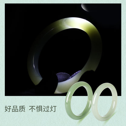 [Elegant Jade Charm] Hetian Jade Clear Green Peace Bangle, Stylish Versatile Gift for Mom