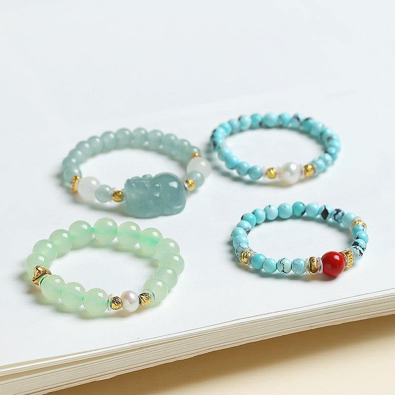 DIY Multi-gem Ring, Small Seed Beads with Jasper, White Jade, Jadeite, Turquoise, Agate, Cinnabar Fashion Adjustable Ring Jewelry