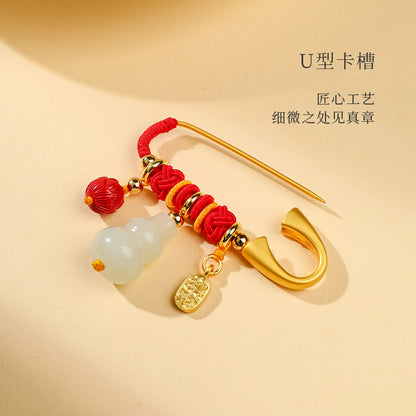 Pale Cyan Hetian Jade Safety Pin Pendant, Ornament for Baby, Infant & Pregnant Women