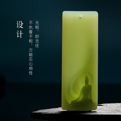 [Zen Series - Freedom] Hetian Jade Pendant, Unisex Green & Pink Cyan Enlightenment Jade Charm