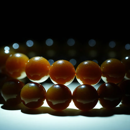 Collectible Hetian Jade Bracelet, Men & Women Red Sugar Jade Glossy Round Beads Plain Bangle, Festival Gift