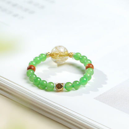 DIY Multi-gem Ring, Small Seed Beads with Jasper, White Jade, Jadeite, Turquoise, Agate, Cinnabar Fashion Adjustable Ring Jewelry