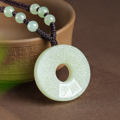 Hammer Grain Hetian Jade Safety Buckle Pendant, Unisex Jade Charm With Certificate