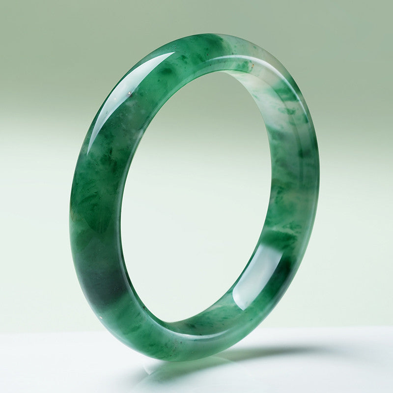 Floating Pattern African Green Jade Bangle, Multi-size Women Safety Bracelet, Gift for Mom & Elders