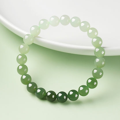 New Chinese Style Gradient Clear Water Hetian Jade Single Loop Bracelet, Holiday Gift for Elders