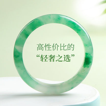 Women's African Jade Bangle with Vivid Floating Patterns, New Chinese Style Peace Bangle, Gift for Mom & Girlfriend