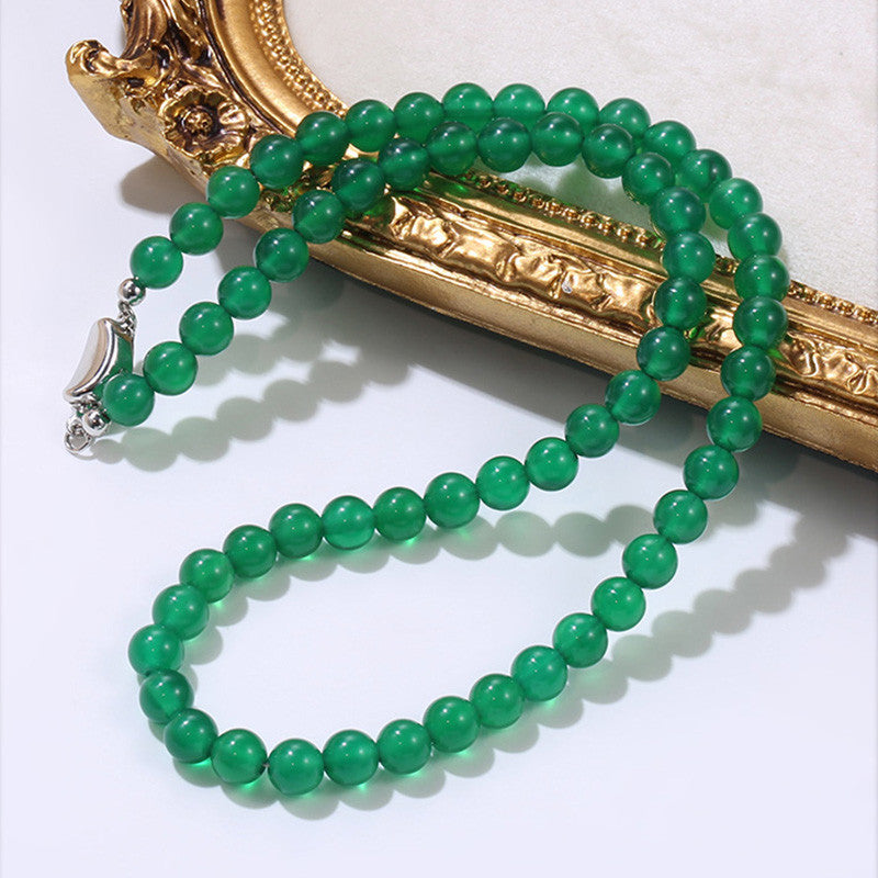 New Arrival New Chinese Style Green Agate & Chalcedony Beaded Necklace, Fashion Women Neck Jewelry