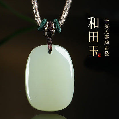 Hetian Jade Plain Pendant, Unisex & Couple Style Peace Jade Charm