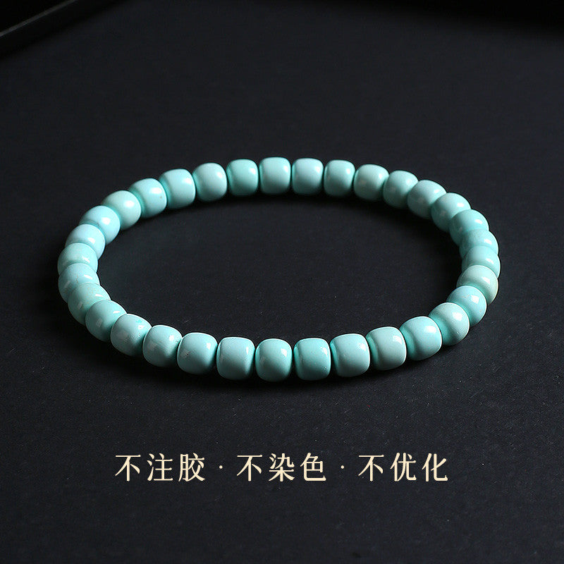 Unisex Turquoise Bracelet, Natural Raw Ore Non-Optimized High Porcelain Beads, Single-Circle Wenwan Bangle, Festival Gift