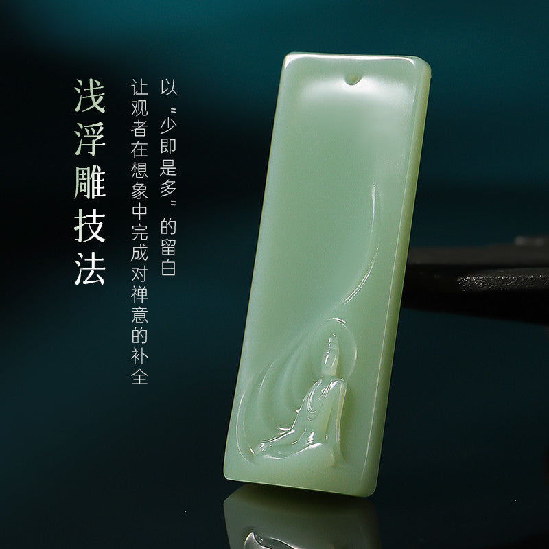 [Zen Series - Freedom] Hetian Jade Pendant, Unisex Green & Pink Cyan Enlightenment Jade Charm
