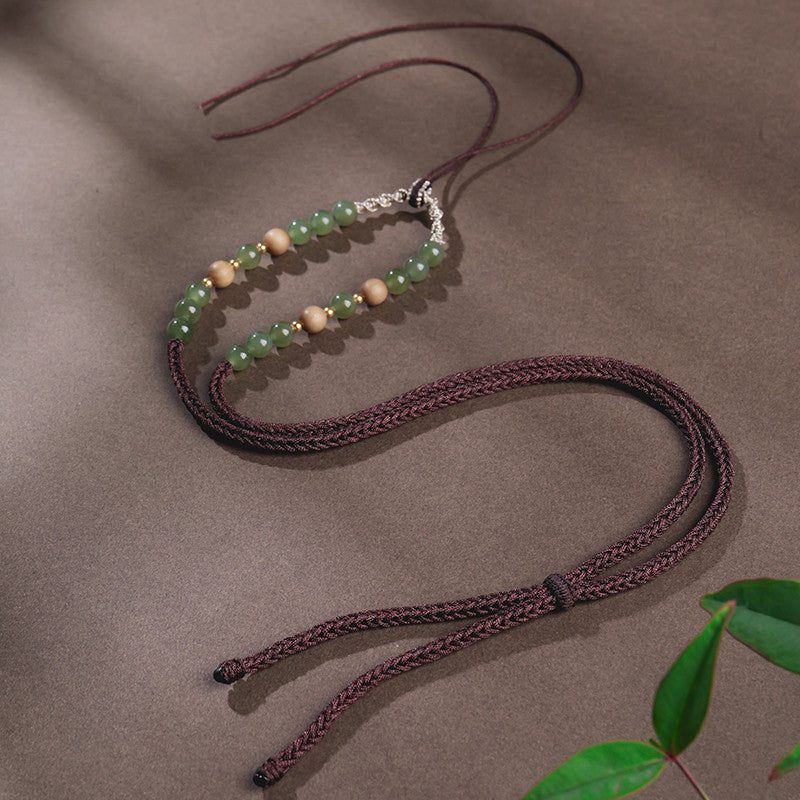 Handmade DIY Hetian Jade Necklace with Braided Cords, Multiple Styles Available, With Certificate