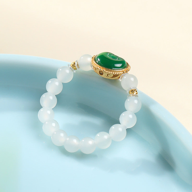 DIY Multi-gem Ring, Small Seed Beads with Jasper, White Jade, Jadeite, Turquoise, Agate, Cinnabar Fashion Adjustable Ring Jewelry