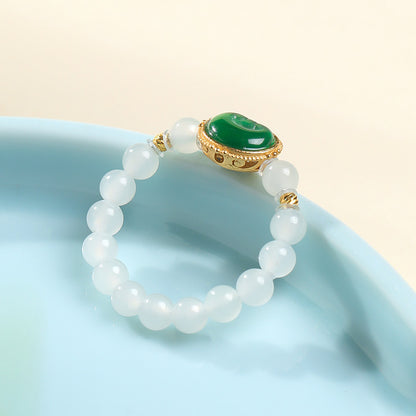 DIY Multi-gem Ring, Small Seed Beads with Jasper, White Jade, Jadeite, Turquoise, Agate, Cinnabar Fashion Adjustable Ring Jewelry