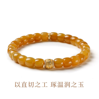 Women's Hetian Jade Bracelet, Sugar Material Barrel Bead Ruyi Rolling Bead Bracelet