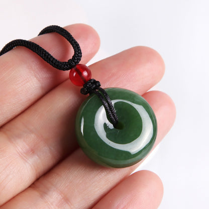 Natural Hetian Jasper Buddha Pendant, Vivid Green Jade Pendant & Round Buckle, Unisex Jade Jewelry