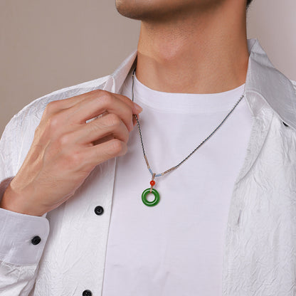 Hetian Jade Safety Buckle Pendant, Couple Style Jade Charm, Holiday Gift