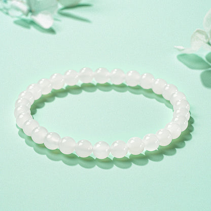 [Premium Grade] High-Oily White Hetian Jade Bracelet, Plain Single Loop Couple Bracelet