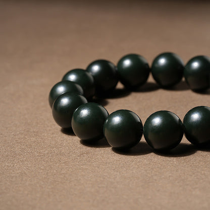 Unisex Cyan Hetian Jade Round Bead Single-row Bracelet