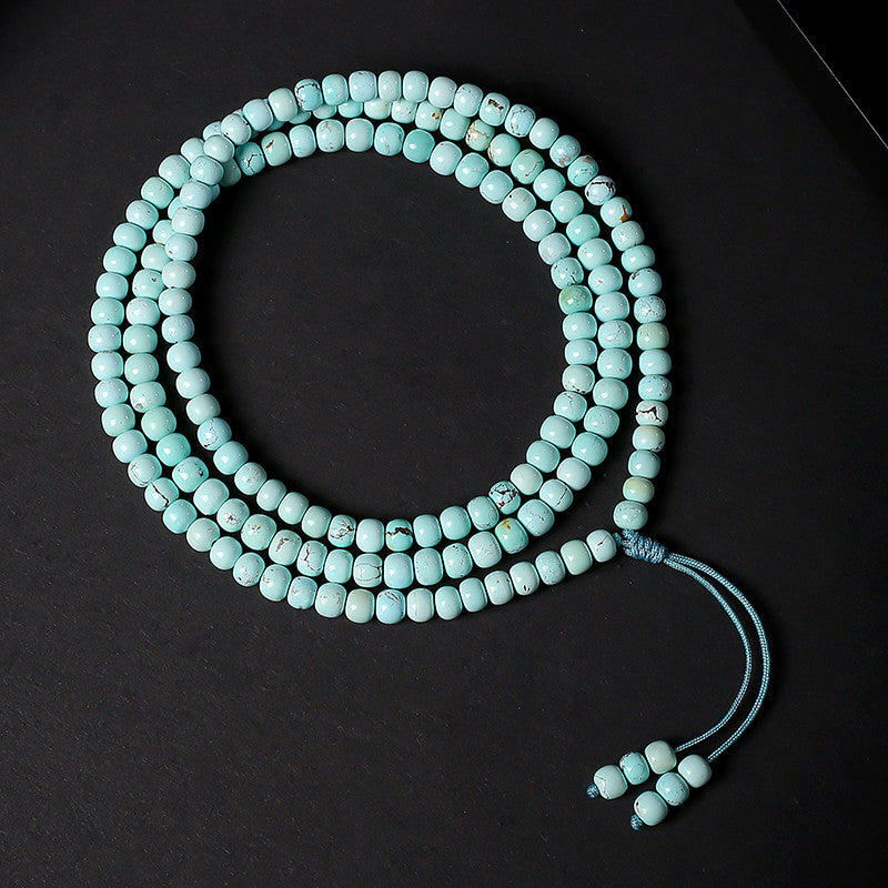 Unisex Turquoise Bracelet, Natural Raw High-Porcelain Old-Style Beads, New Chinese Style Multi-Layer Wenwan Bangle, Festival Gift